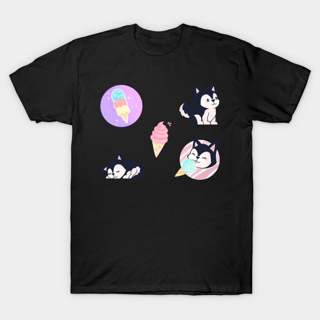 Husky and Icecream T-Shirt by colorcover